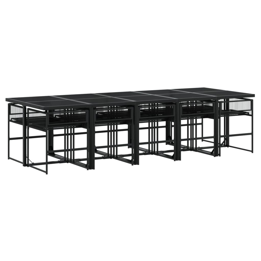 Set da Pranzo da Giardino 11 pz con Cuscini in Polyrattan Nero - homemem39