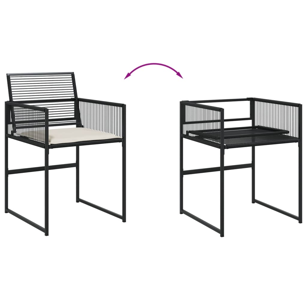 Set da Pranzo da Giardino 9 pz con Cuscini Nero in Polyrattan | homemem39