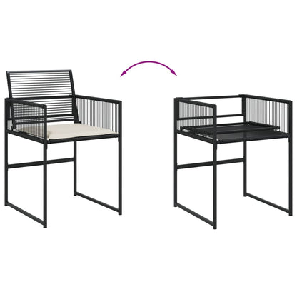 Set da Pranzo da Giardino 9 pz con Cuscini Nero in Polyrattan | homemem39