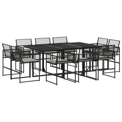 Set da Pranzo da Giardino 11 pz con Cuscini in Polyrattan Nero - homemem39