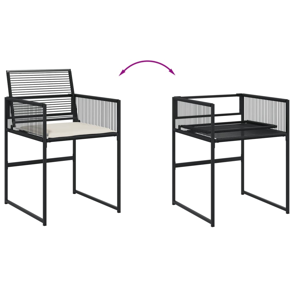Set da Pranzo da Giardino 9 pz con Cuscini Nero in Polyrattan | homemem39