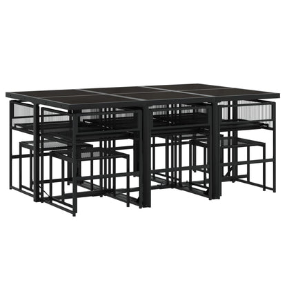 Set da Pranzo da Giardino 11 pz con Cuscini in Polyrattan Nero - homemem39