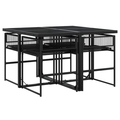 Set da Pranzo da Giardino 5 pz Nero con Cuscini in Polyrattan | homemem39