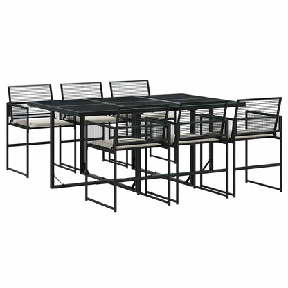 Set da Pranzo da Giardino 7 pz Nero con Cuscini in Polyrattan | homemem39