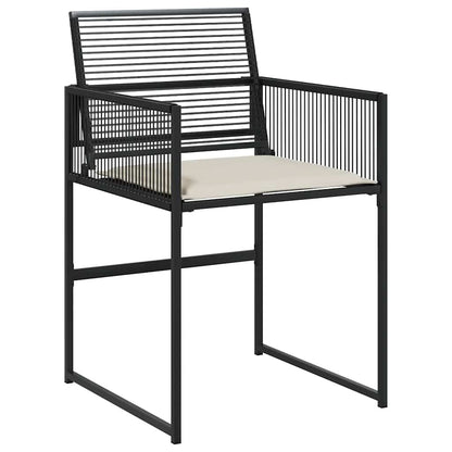 Set da Pranzo da Giardino 7 pz Nero con Cuscini in Polyrattan | homemem39