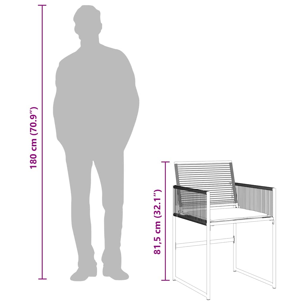 Set da Pranzo da Giardino 7 pz Nero con Cuscini in Polyrattan | homemem39