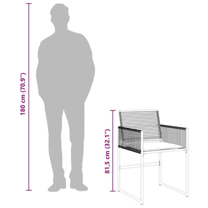 Set da Pranzo da Giardino 9 pz con Cuscini Nero in Polyrattan | homemem39
