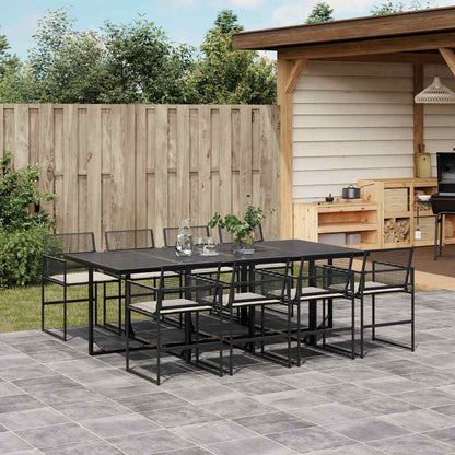 Set da Pranzo da Giardino 9 pz con Cuscini Nero in Polyrattan | homemem39