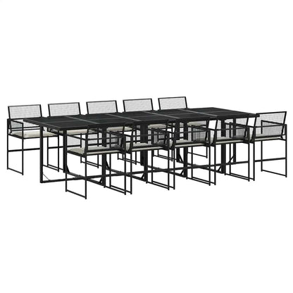 Set da Pranzo da Giardino 11 pz con Cuscini in Polyrattan Nero | homemem39