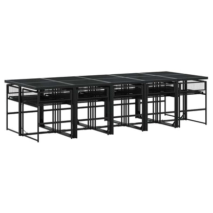Set da Pranzo da Giardino 11 pz con Cuscini in Polyrattan Nero | homemem39