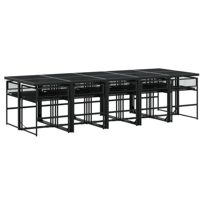 Set da Pranzo da Giardino 11 pz con Cuscini in Polyrattan Nero - homemem39