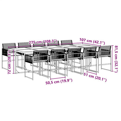 Set da Pranzo da Giardino 11 pz con Cuscini in Polyrattan Nero | homemem39