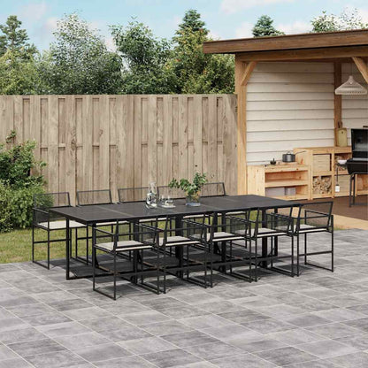 Set da Pranzo da Giardino 11 pz con Cuscini in Polyrattan Nero | homemem39