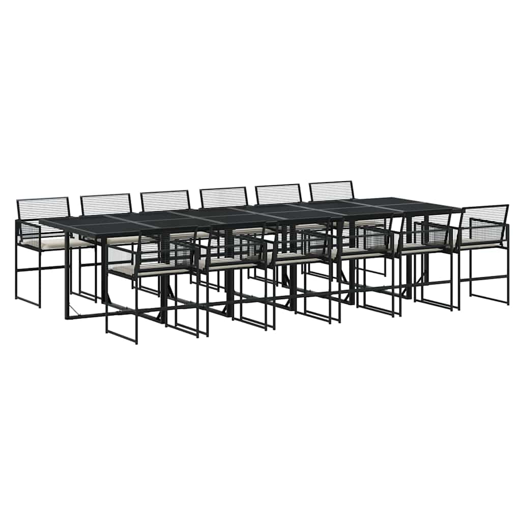 Set da Pranzo da Giardino 13pz con Cuscini Nero in Polyrattan | homemem39