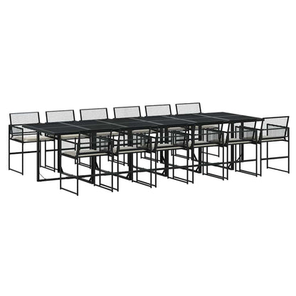 Set da Pranzo da Giardino 13pz con Cuscini Nero in Polyrattan | homemem39