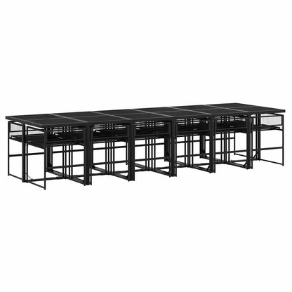Set da Pranzo da Giardino 13pz con Cuscini Nero in Polyrattan | homemem39