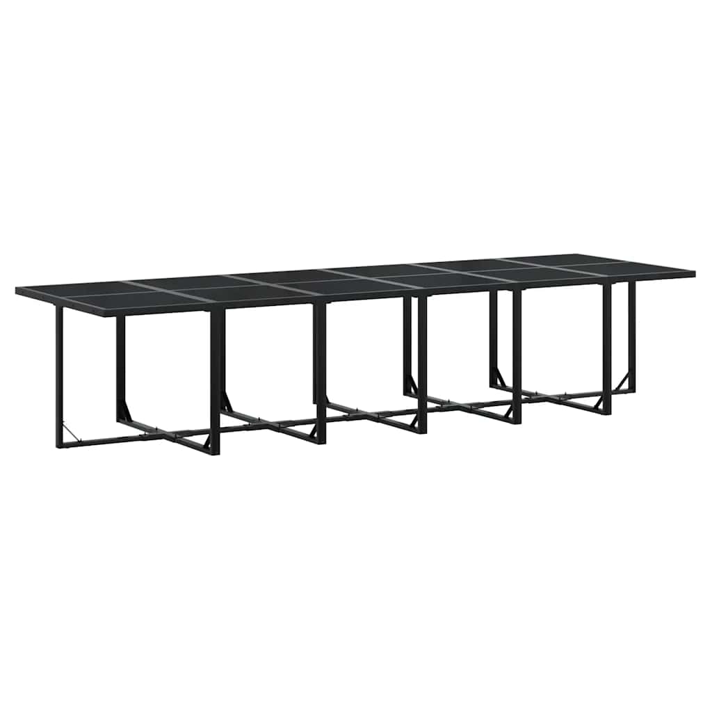 Set da Pranzo da Giardino 13pz con Cuscini Nero in Polyrattan | homemem39