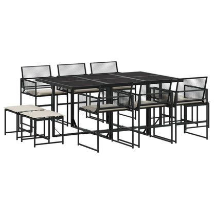 Set da Pranzo da Giardino 11 pz con Cuscini in Polyrattan Nero | homemem39