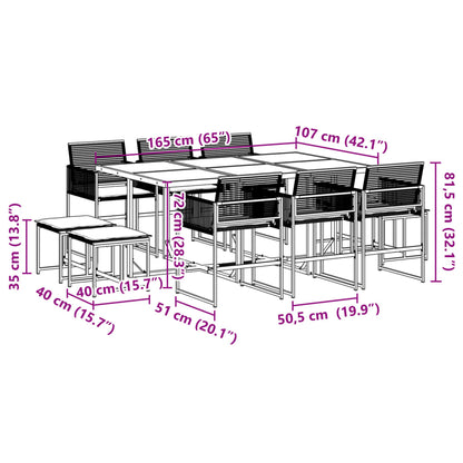 Set da Pranzo da Giardino 11 pz con Cuscini in Polyrattan Nero | homemem39