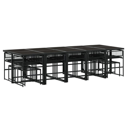 Set da Pranzo da Giardino 15 pz con Cuscini Nero in Polyrattan | homemem39