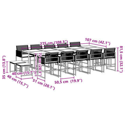 Set da Pranzo da Giardino 15 pz con Cuscini Nero in Polyrattan | homemem39