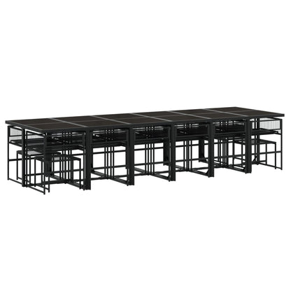 Set da Pranzo da Giardino 17 pz con Cuscini Nero in Polyrattan | homemem39
