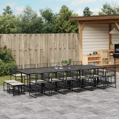 Set da Pranzo da Giardino 17 pz con Cuscini Nero in Polyrattan | homemem39