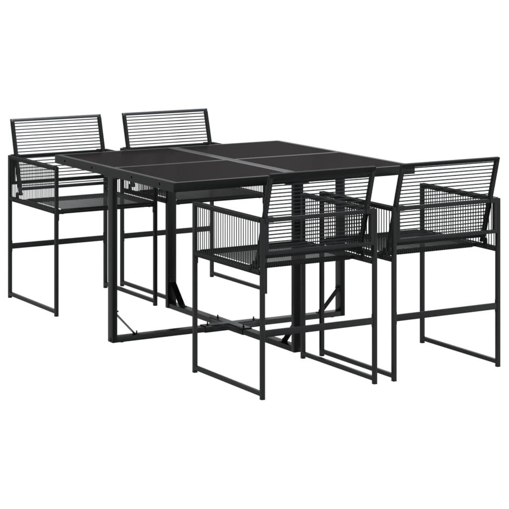 Set da Pranzo da Giardino 5 pz Nero in Polyrattan | homemem39