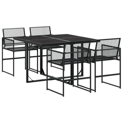 Set da Pranzo da Giardino 5 pz Nero in Polyrattan - homemem39