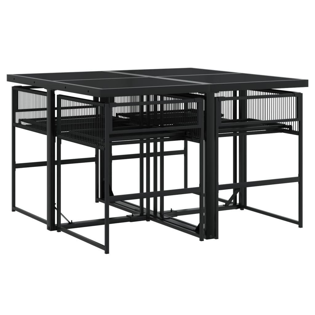 Set da Pranzo da Giardino 5 pz Nero in Polyrattan | homemem39