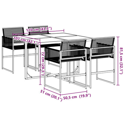 Set da Pranzo da Giardino 5 pz Nero in Polyrattan | homemem39