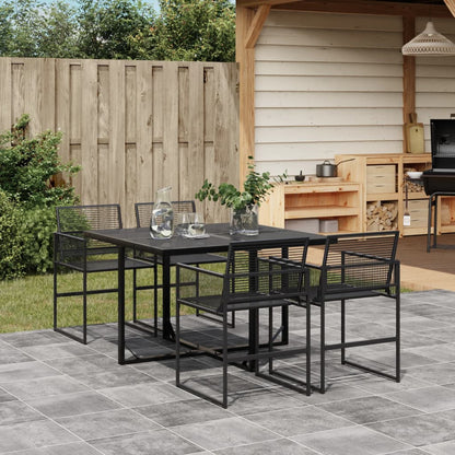 Set da Pranzo da Giardino 5 pz Nero in Polyrattan | homemem39