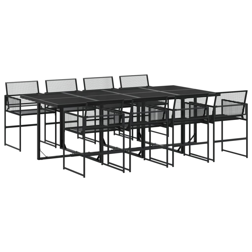 Set da Pranzo da Giardino 9 pz Nero in Polyrattan - homemem39