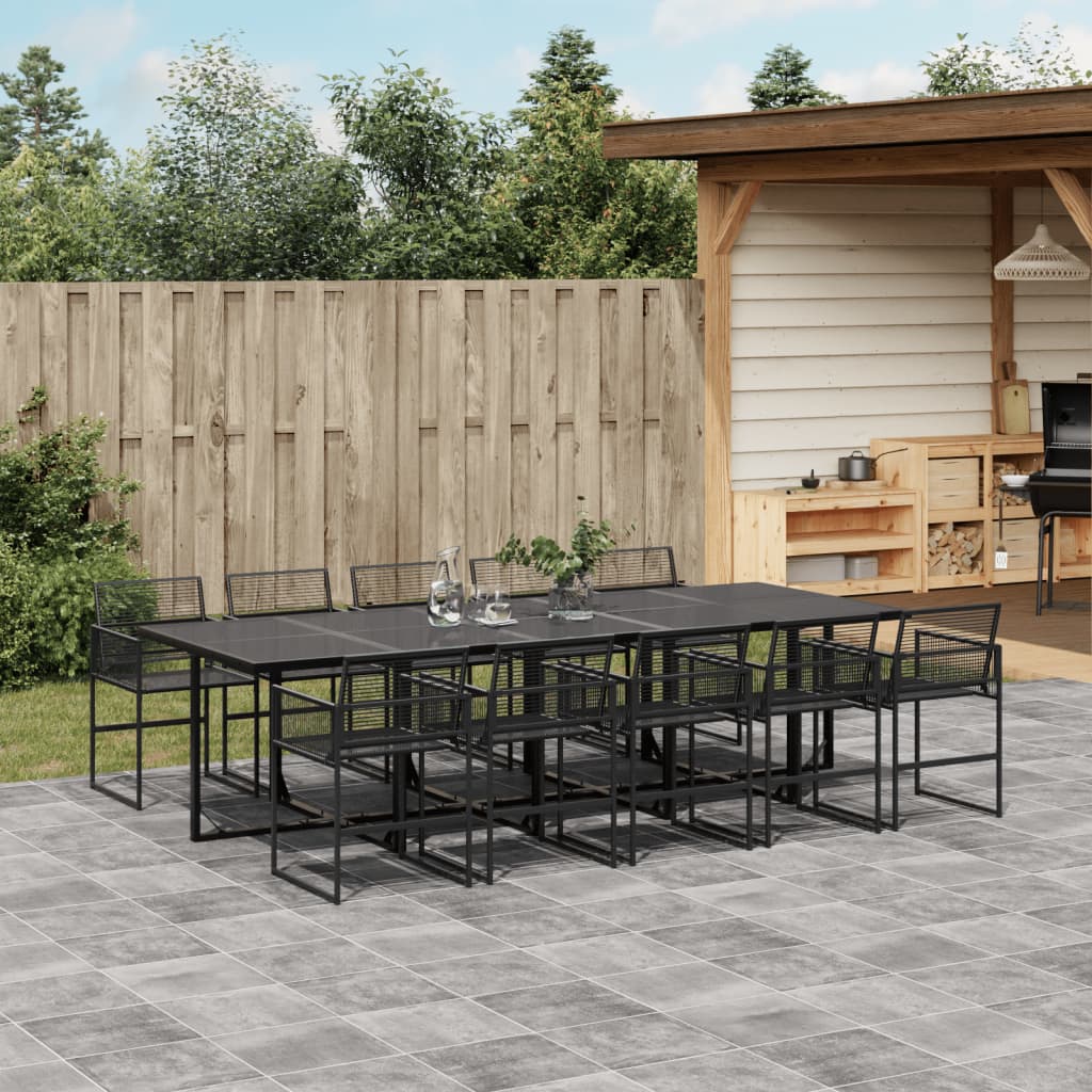 Set da Pranzo da Giardino 11 pz in Polyrattan Nero - homemem39