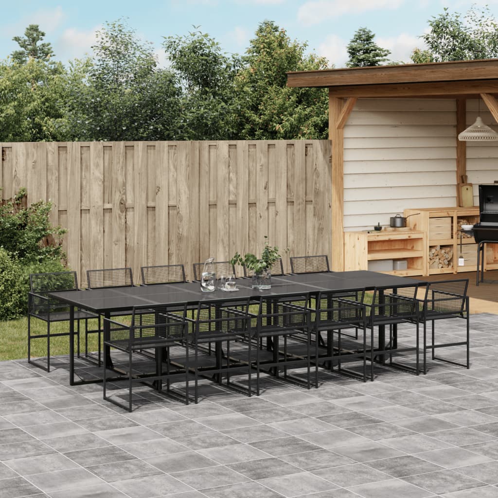 Set da Pranzo da Giardino 13pz Nero in Polyrattan - homemem39