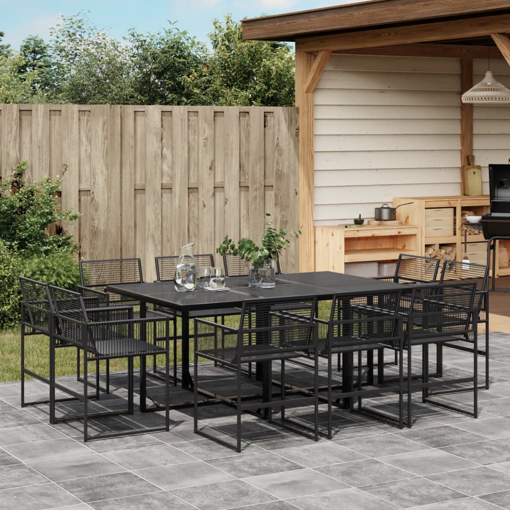 Set da Pranzo da Giardino 11 pz in Polyrattan Nero - homemem39