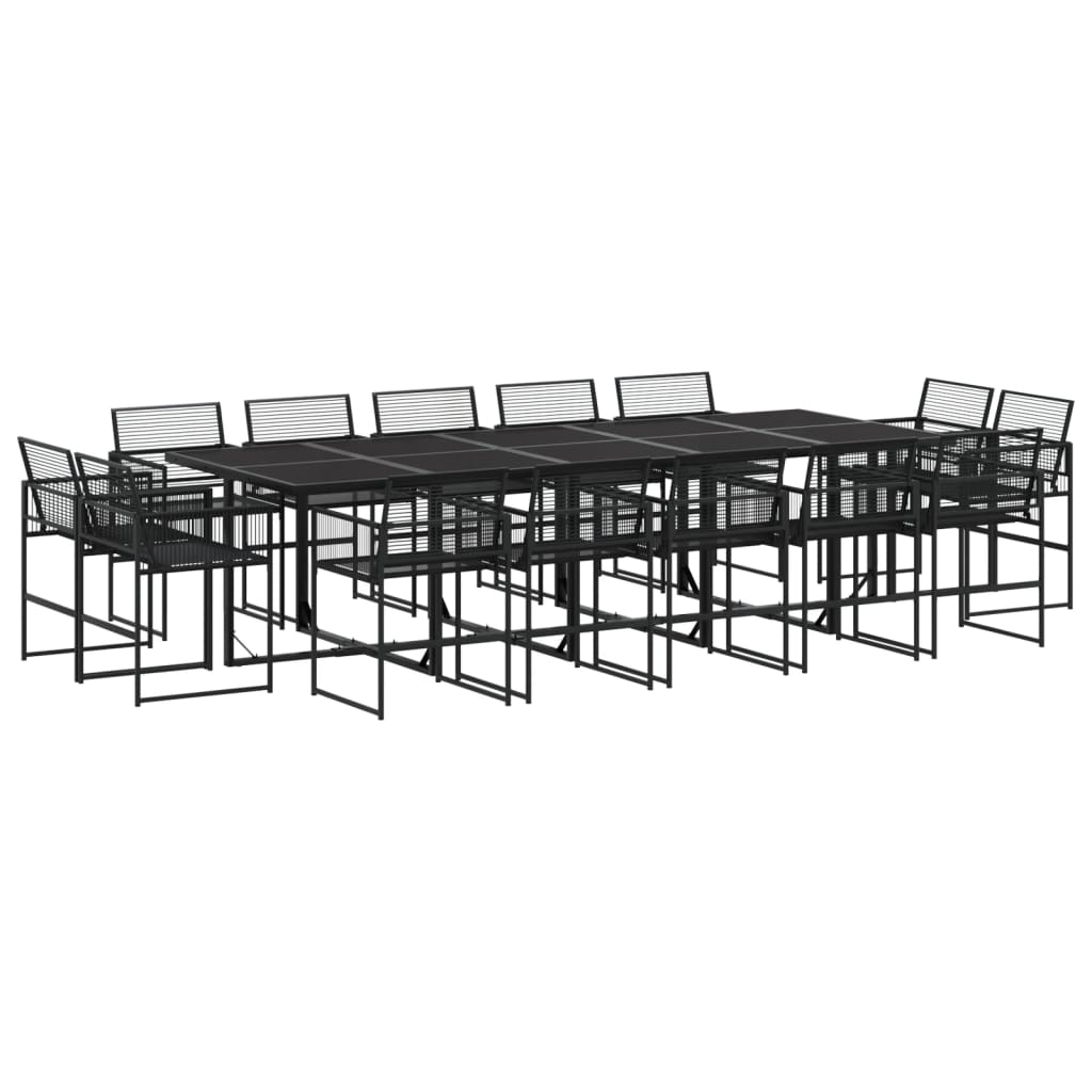 Set da Pranzo da Giardino 15 pz Nero in Polyrattan - homemem39