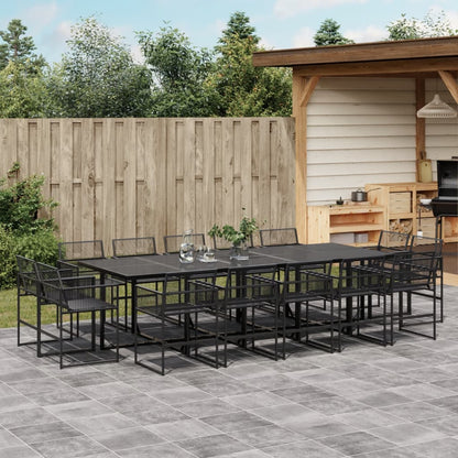 Set da Pranzo da Giardino 15 pz Nero in Polyrattan - homemem39