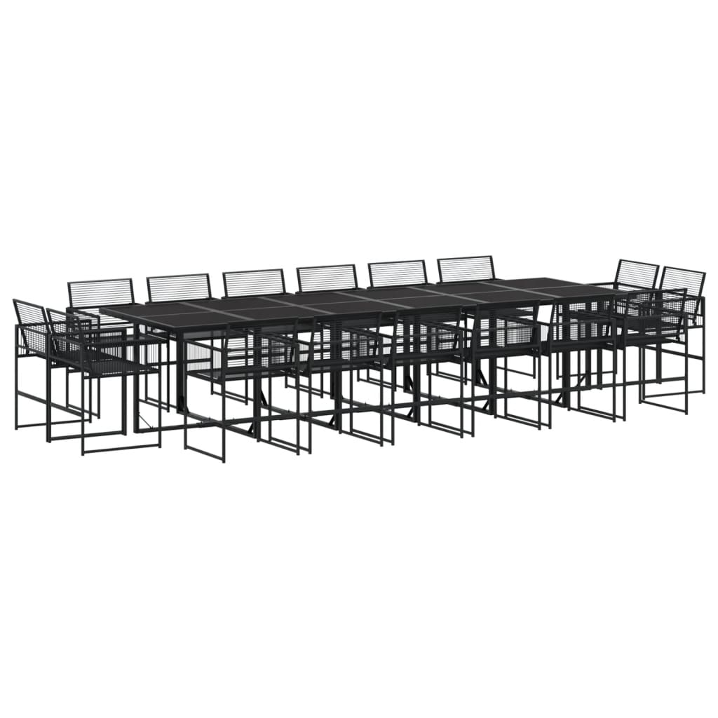 Set da Pranzo da Giardino 17 pz Nero in Polyrattan - homemem39