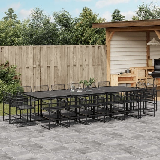 Set da Pranzo da Giardino 17 pz Nero in Polyrattan - homemem39