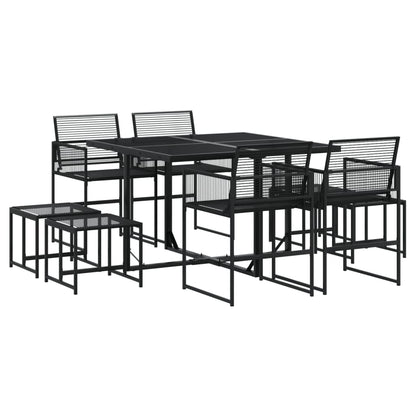 Set da Pranzo da Giardino 9 pz Nero in Polyrattan - homemem39