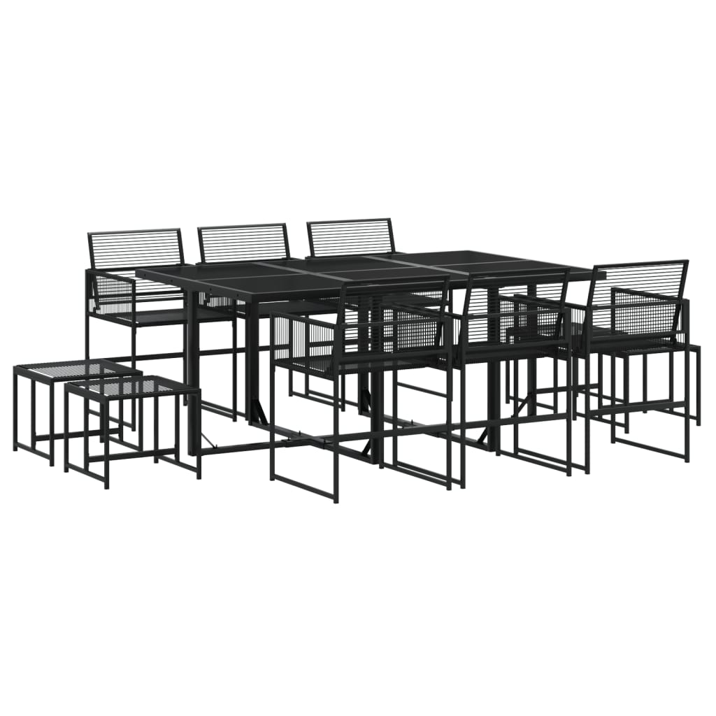 Set da Pranzo da Giardino 11 pz in Polyrattan Nero - homemem39