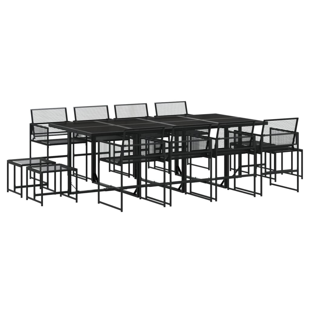 Set da Pranzo da Giardino 13pz Nero in Polyrattan - homemem39