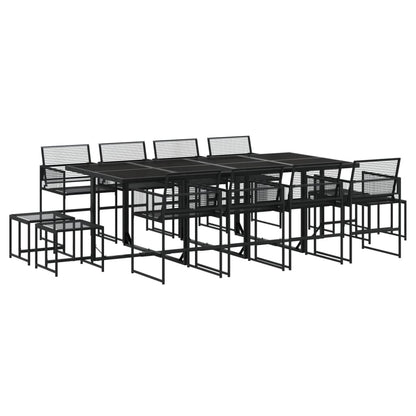 Set da Pranzo da Giardino 13pz Nero in Polyrattan - homemem39