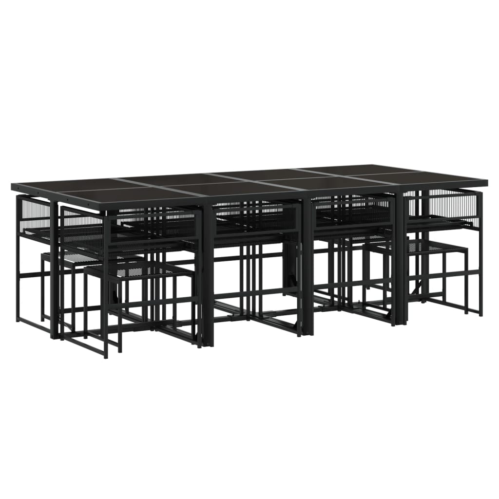 Set da Pranzo da Giardino 13pz Nero in Polyrattan - homemem39