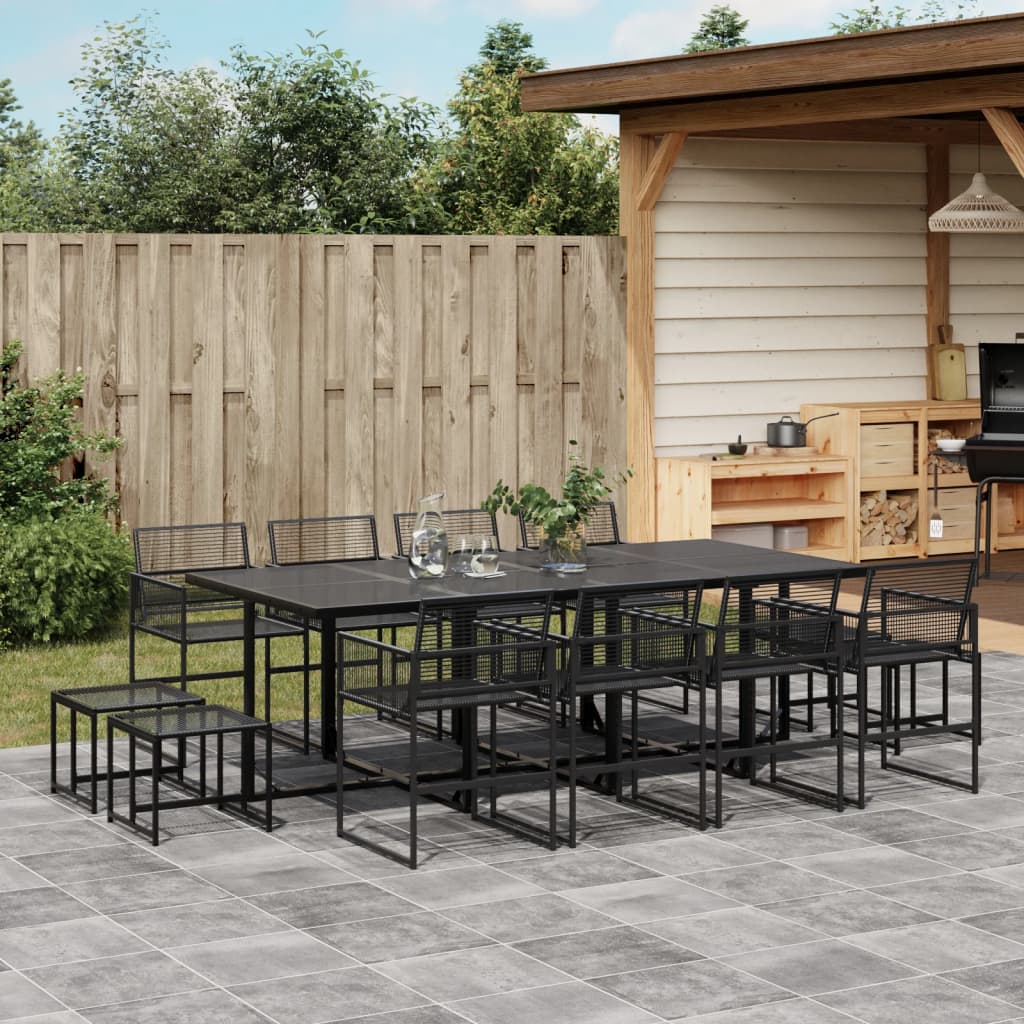 Set da Pranzo da Giardino 13pz Nero in Polyrattan - homemem39