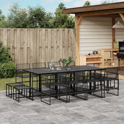 Set da Pranzo da Giardino 13pz Nero in Polyrattan - homemem39