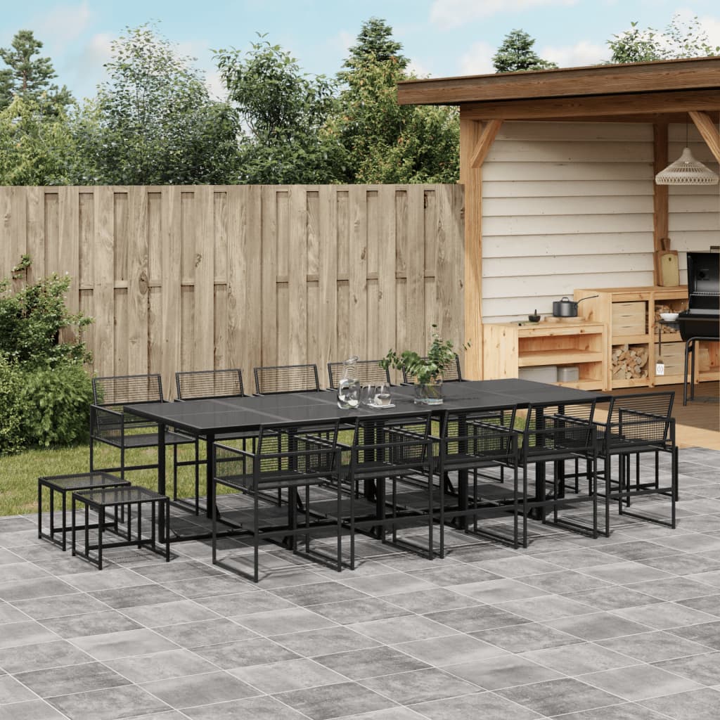 Set da Pranzo da Giardino 15 pz Nero in Polyrattan - homemem39