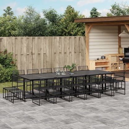 Set da Pranzo da Giardino 17 pz Nero in Polyrattan - homemem39