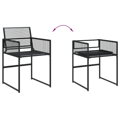 Set da Pranzo da Giardino 5 pz Nero in Polyrattan